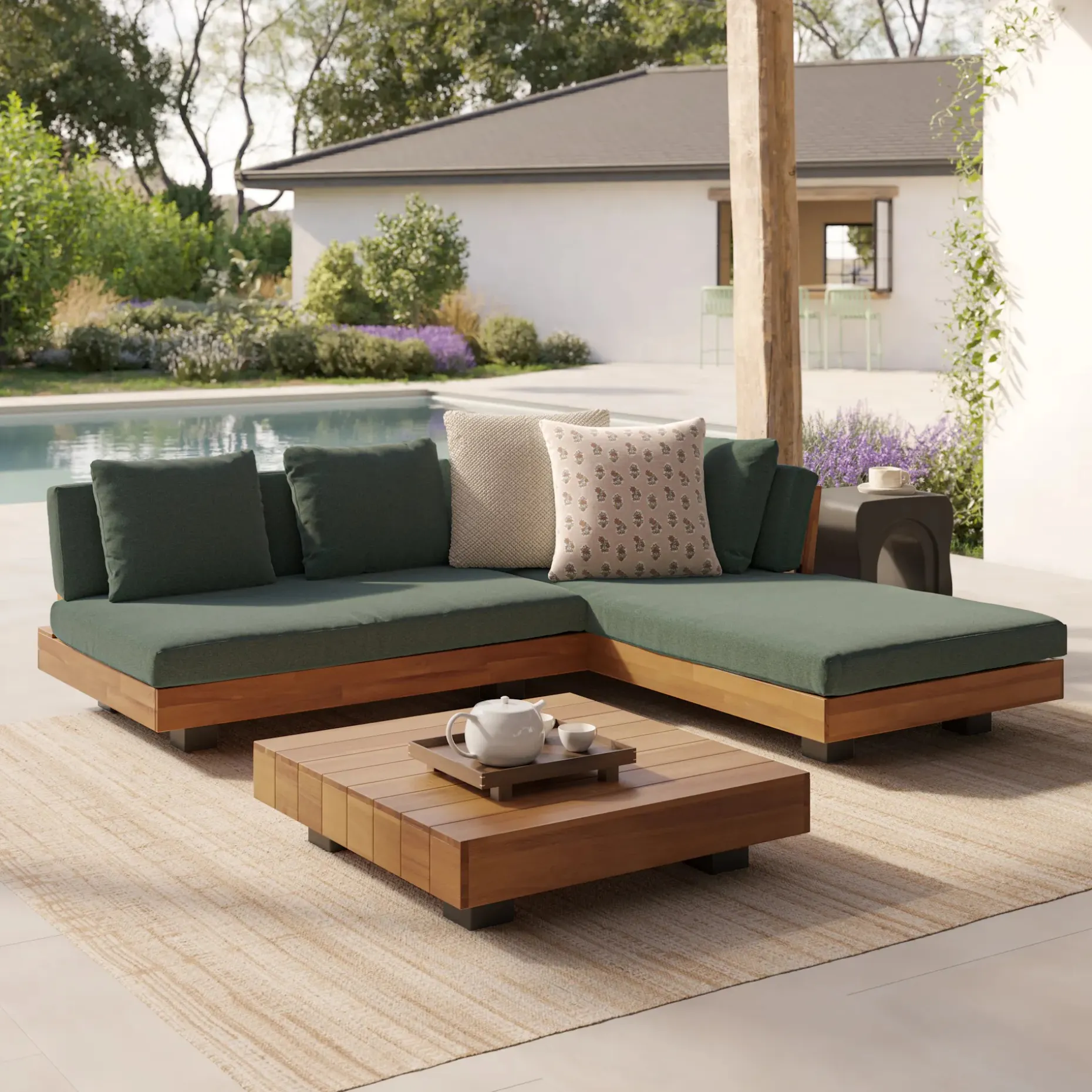 Lubek 82.5" Outdoor Low Right Sectional - Dravite Green