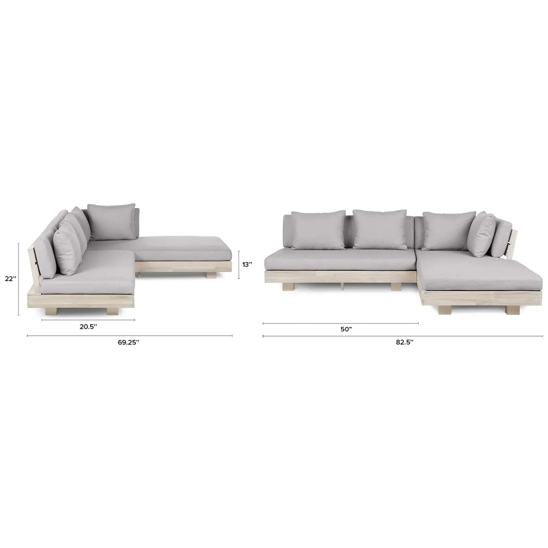 Lubek 82.5" Outdoor Low Right Sectional - Beach Sand