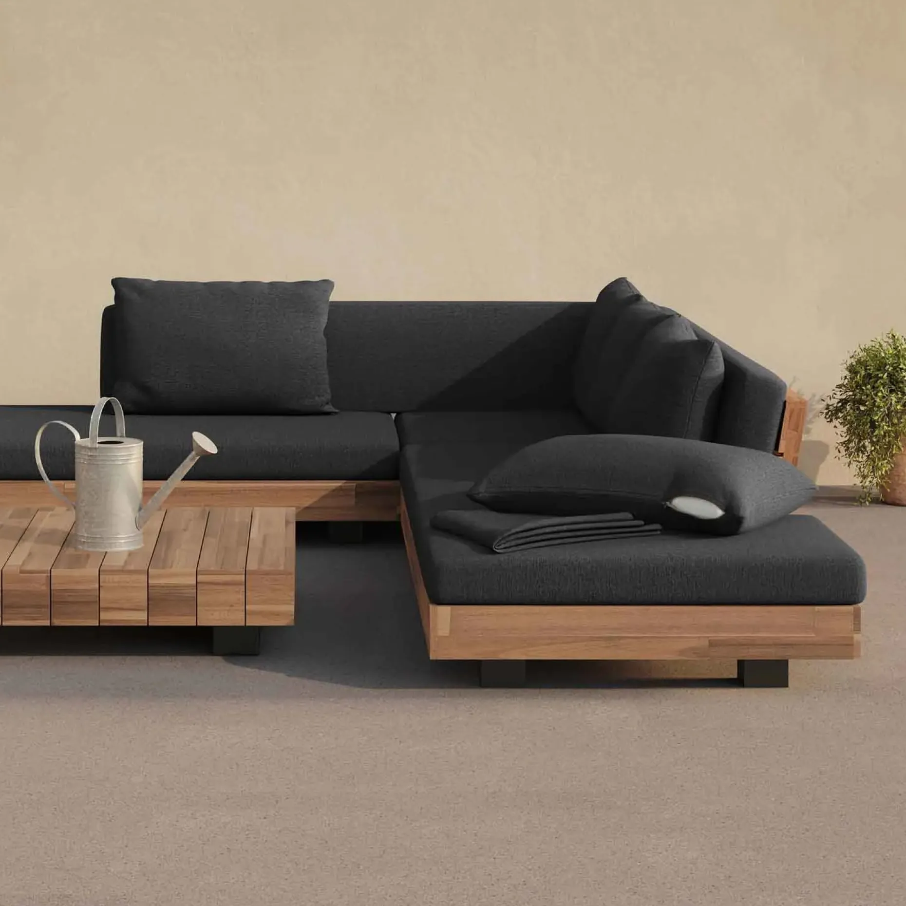 Lubek Outdoor Sectional Cushion Cover Set - Slate Gray