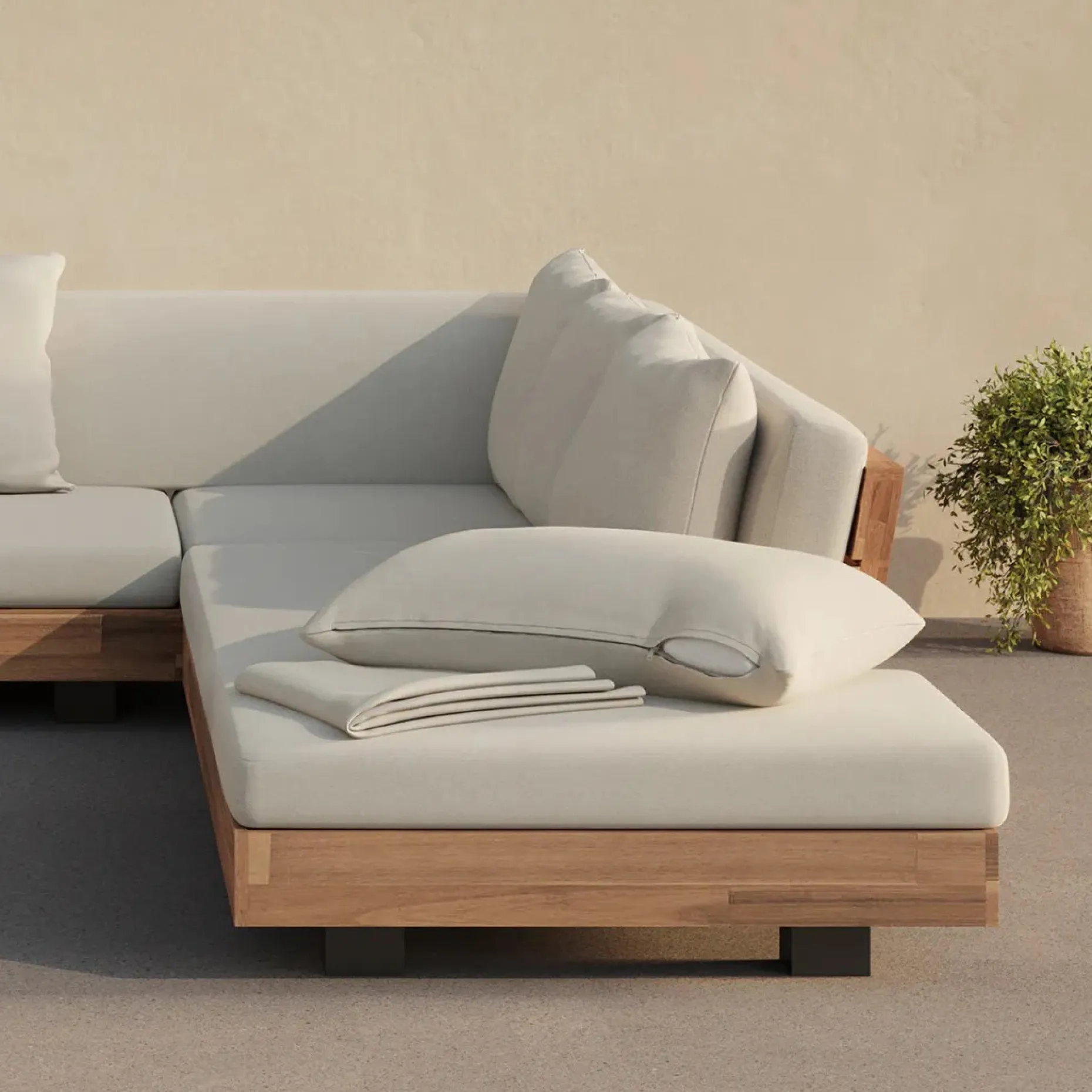 Lubek Outdoor Sectional Cushion Cover Set - Beach Sand