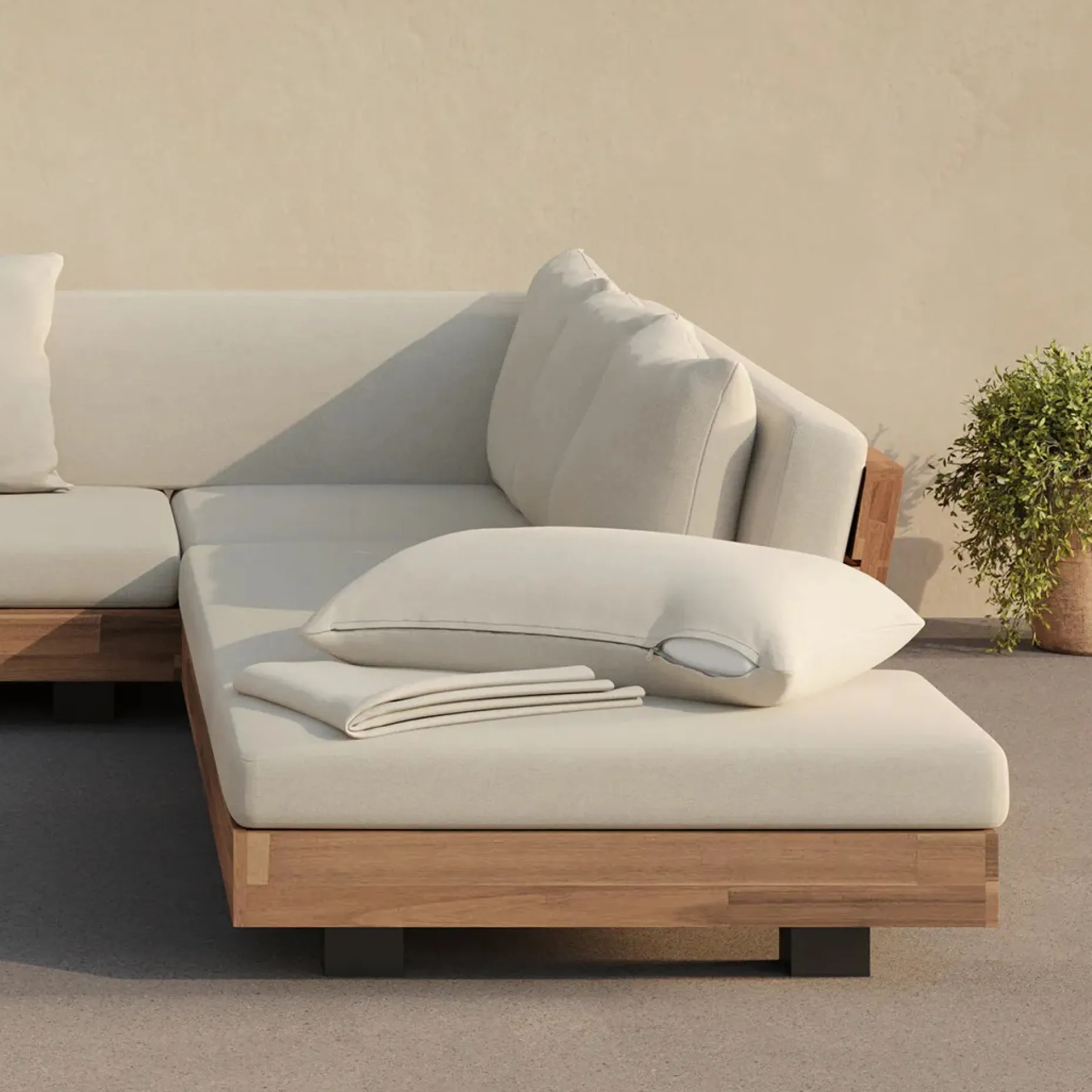 Lubek Outdoor Sectional Cushion Cover Set - Dravite Ivory