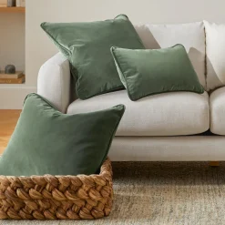 Lucca Velvet Pillow Set - Plush Pacific Green