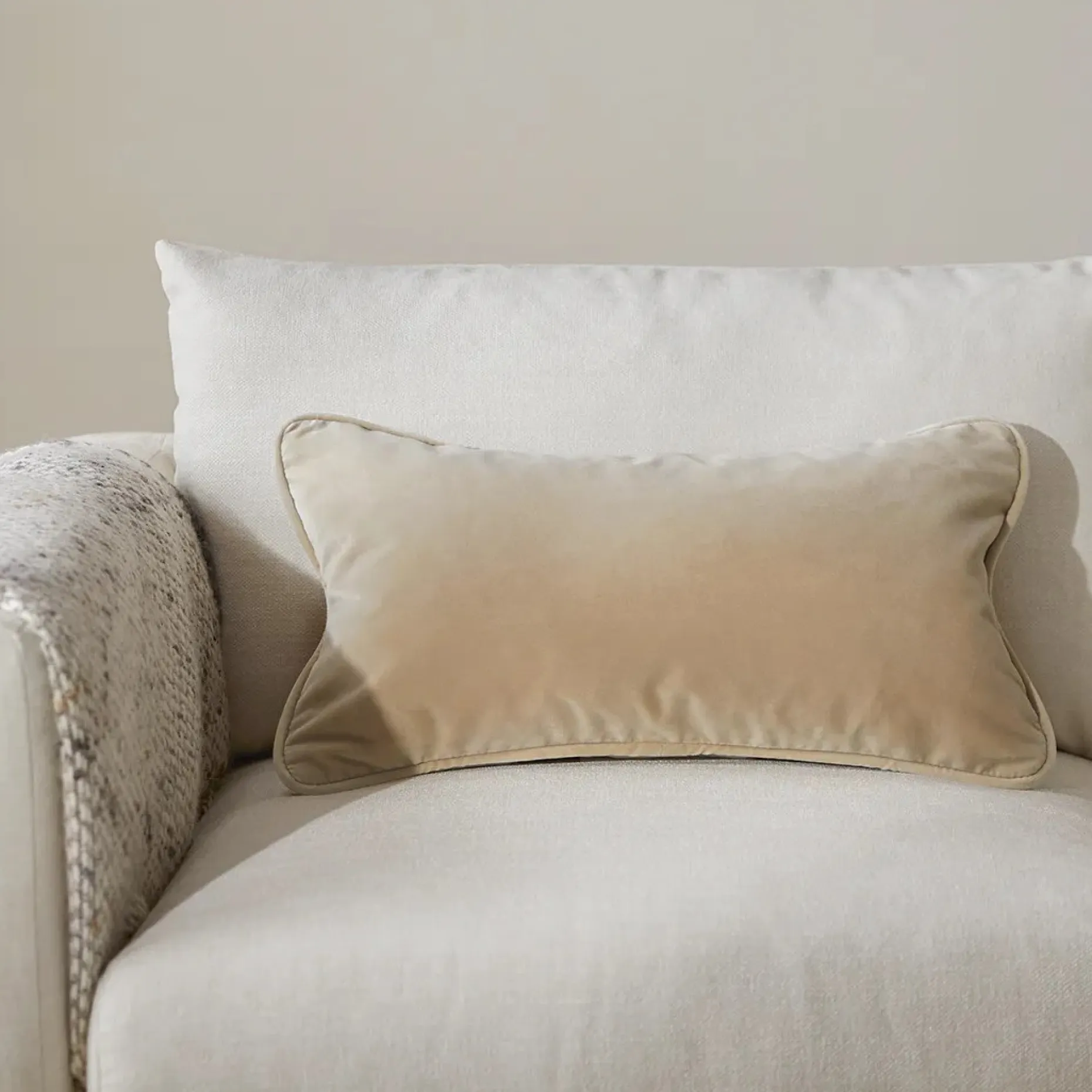 Lucca Velvet Small Pillow - Plush Pacific Taupe