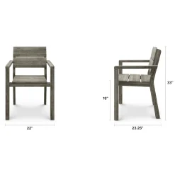 Lyle Outdoor Stackable Dining Armchair - Weathered Acacia