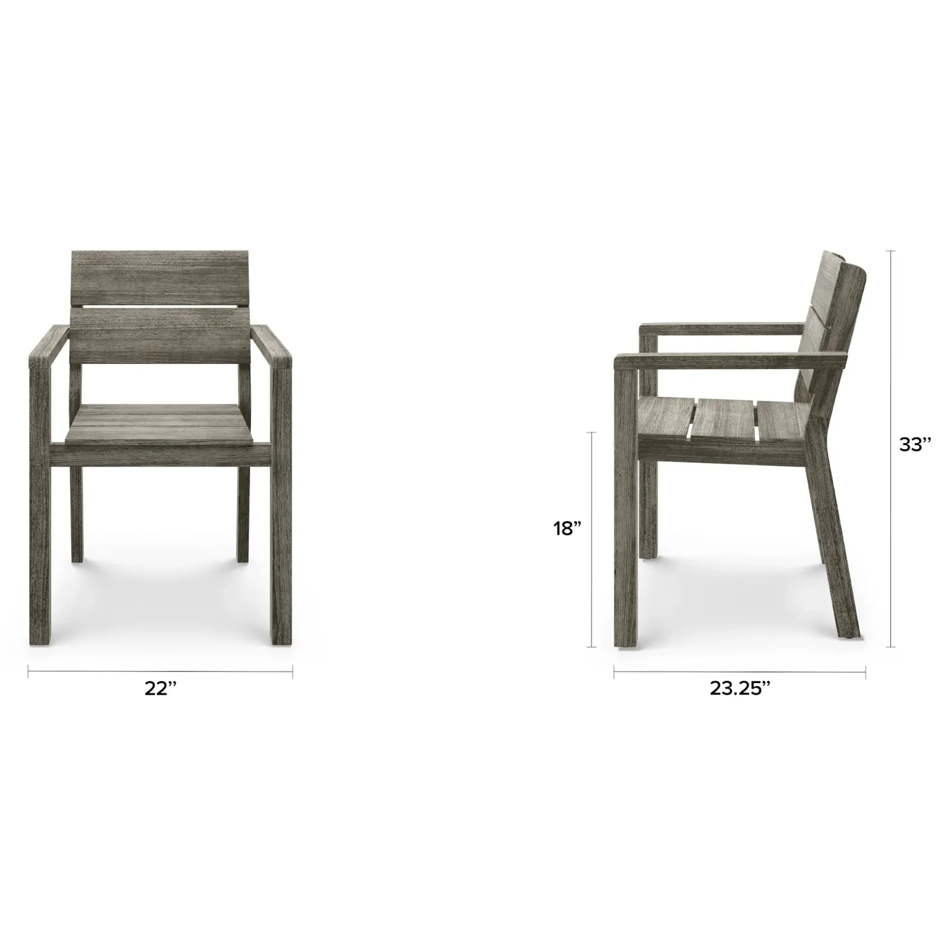 Lyle Outdoor Stackable Dining Armchair - Weathered Acacia