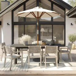 Lyle Outdoor Stackable Dining Armchair - Weathered Acacia