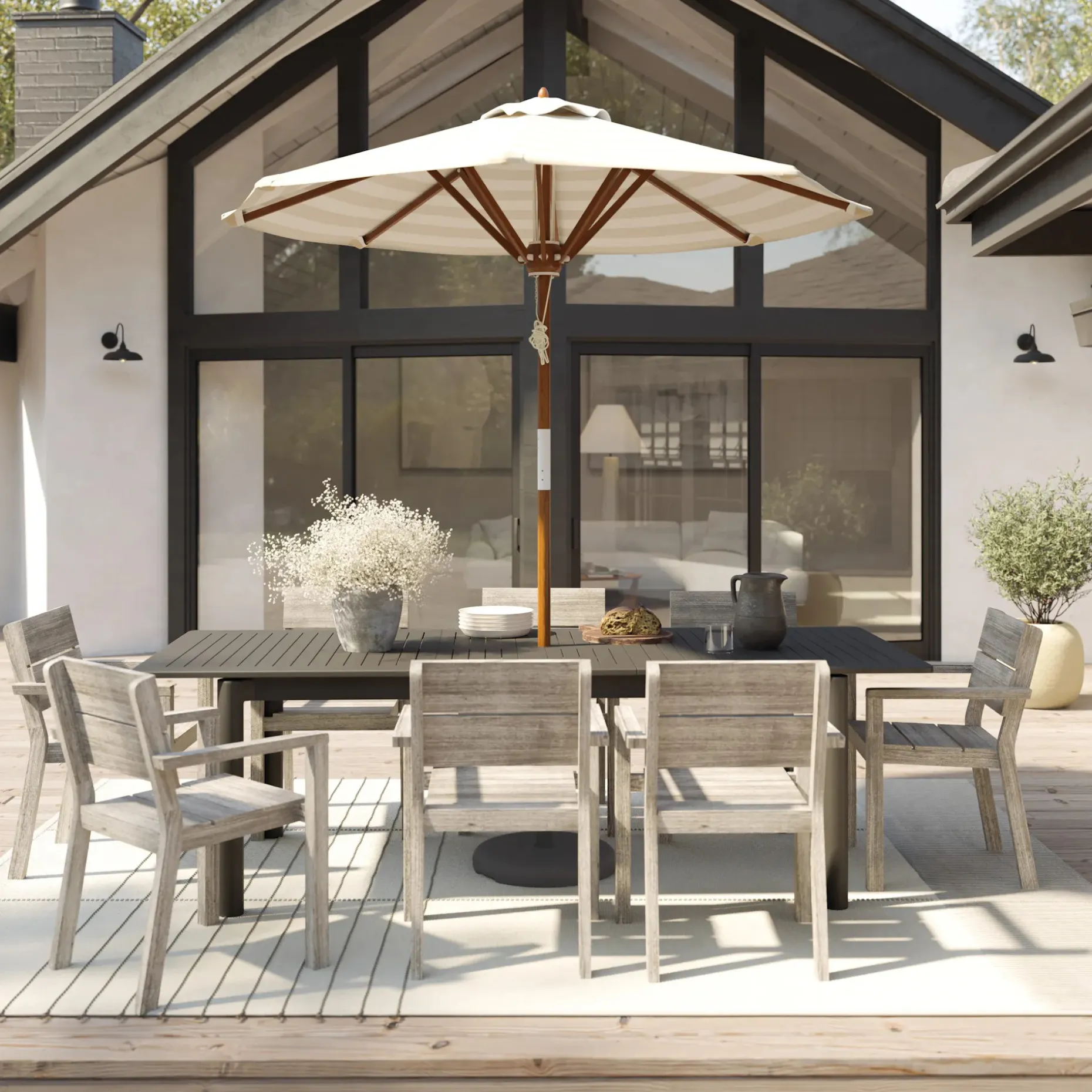 Lyle Outdoor Stackable Dining Armchair - Weathered Acacia