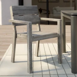 Lyle Outdoor Stackable Dining Armchair - Weathered Acacia