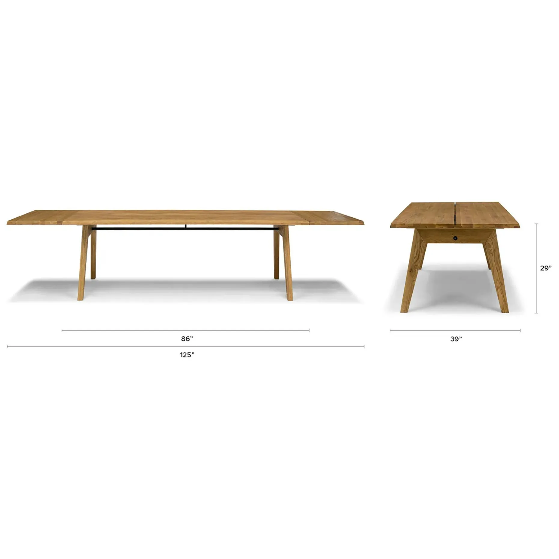 Madera 86" - 125" Solid Wood Extendable Dining Table - Oak