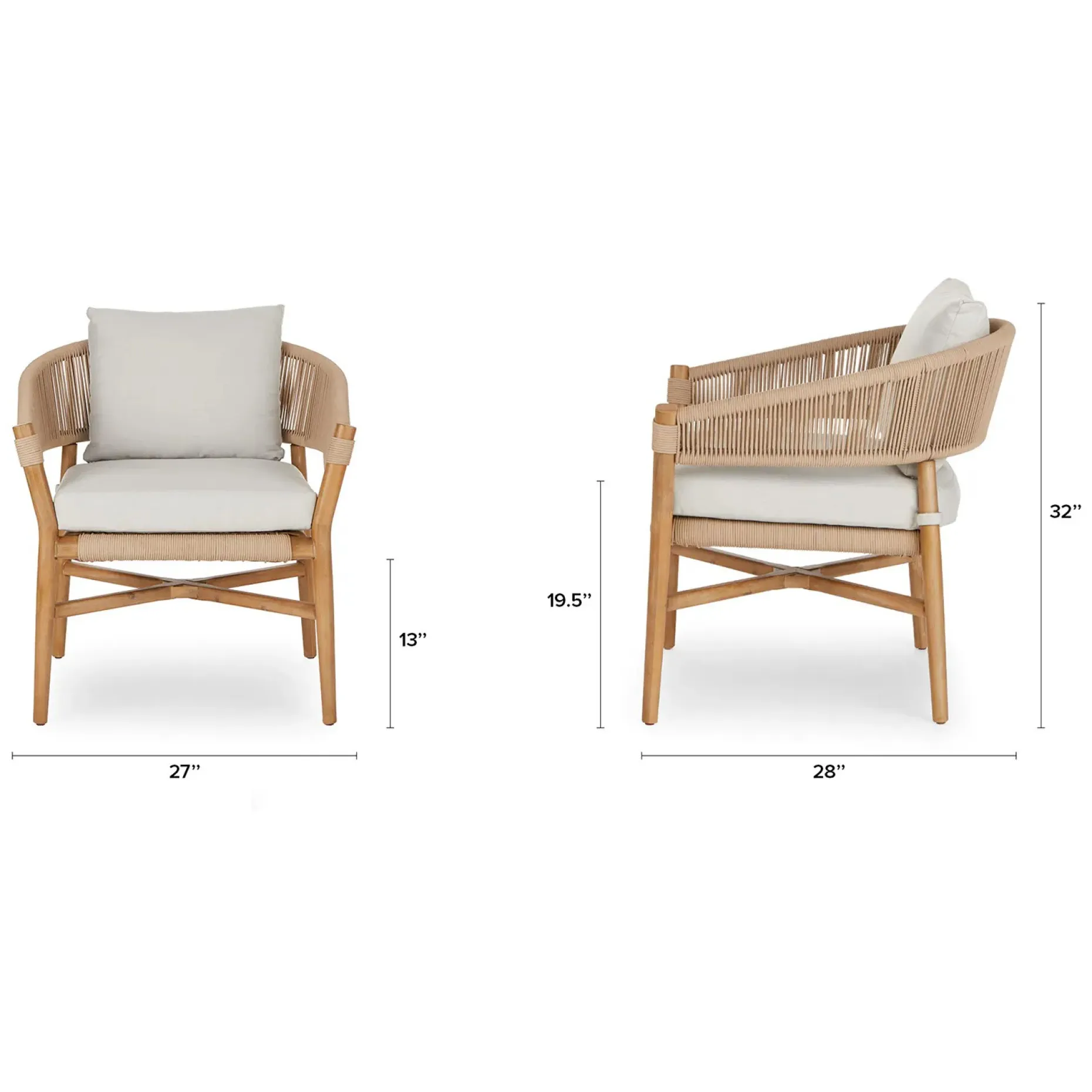Makali 27" Outdoor Lounge Chair - Lily White
