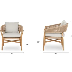 Makali 27" Outdoor Lounge Chair Set - Lily White