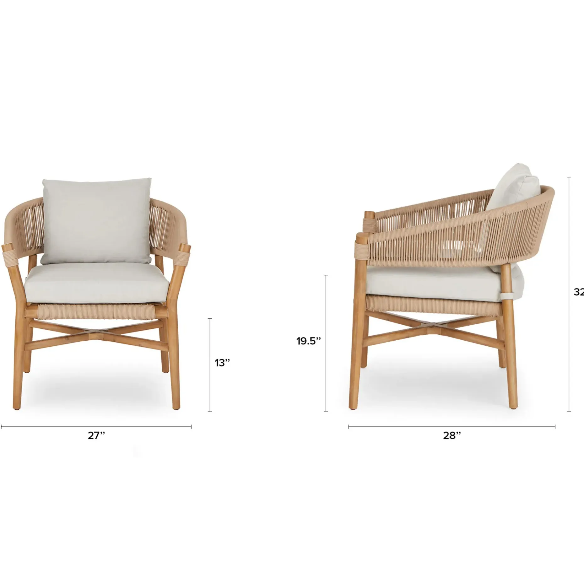 Makali 27" Outdoor Lounge Chair Set - Lily White