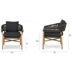 Makali 27" Outdoor Lounge Chair Set - Slate Gray
