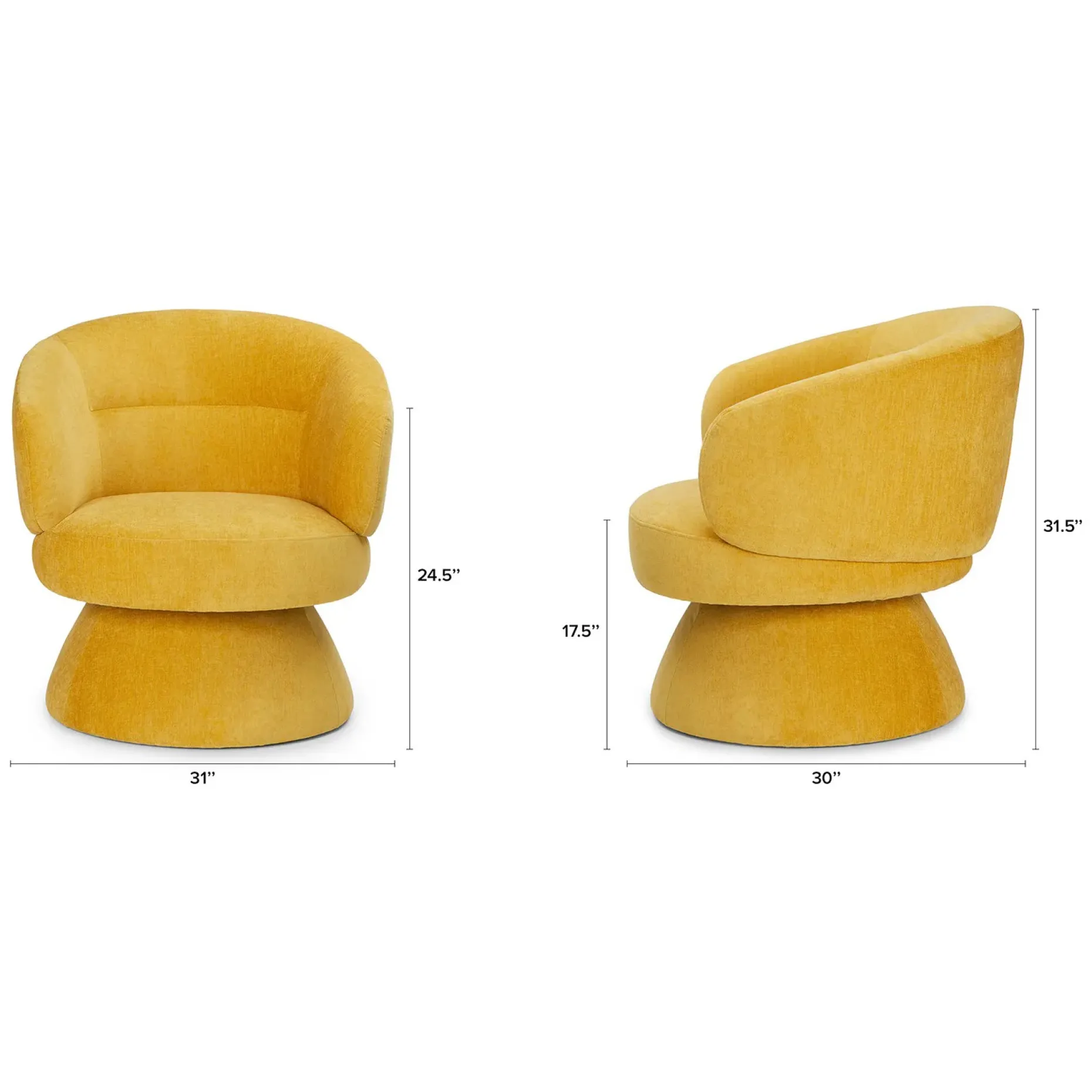 Makeva 31" Swivel Lounge Chair - Marigold Yellow