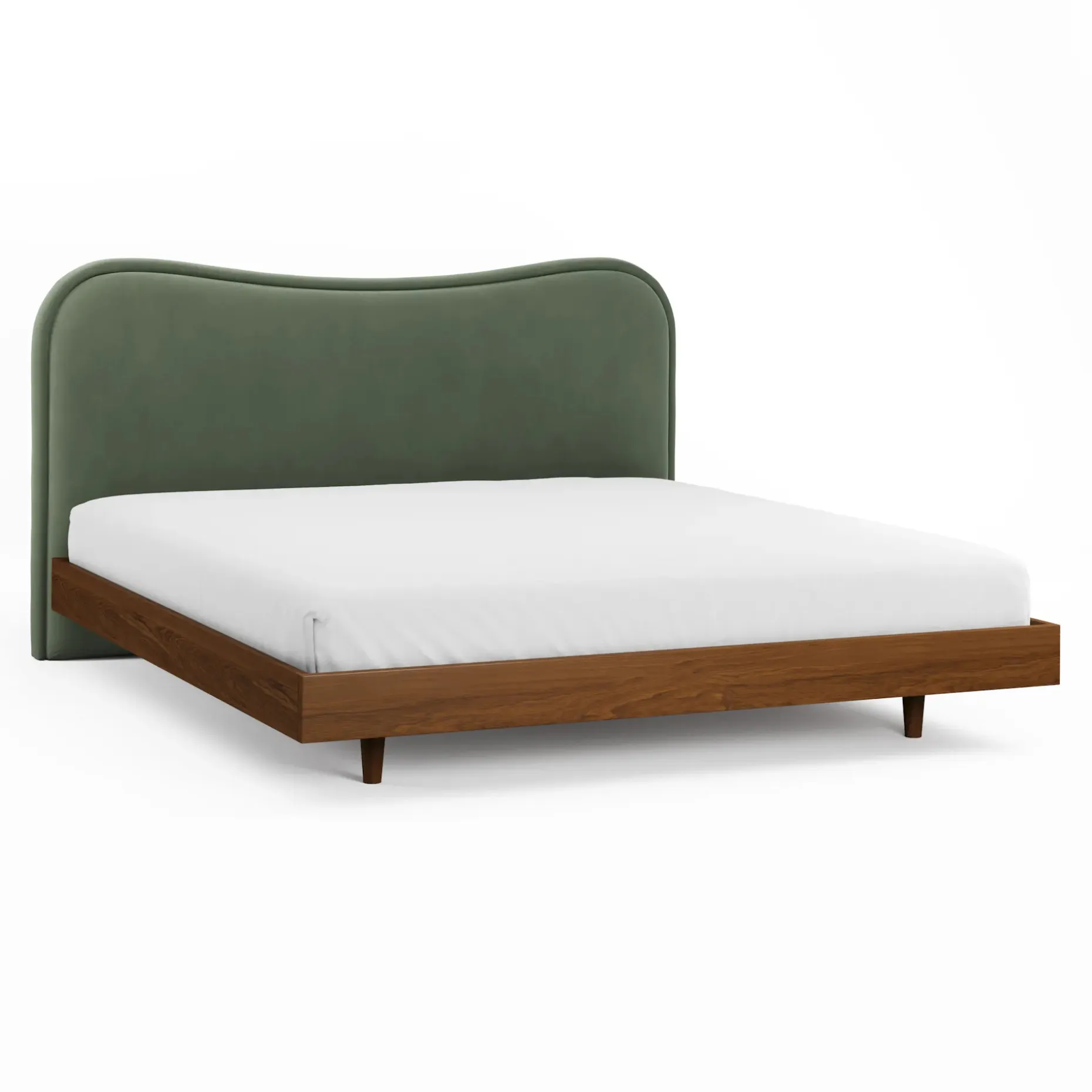 Makoa King Velvet Headboard - Plush Pacific Green