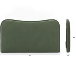 Makoa King Velvet Headboard - Plush Pacific Green