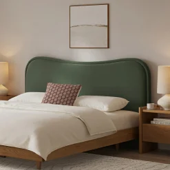 Makoa King Velvet Headboard - Plush Pacific Green