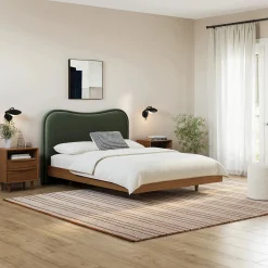 Makoa Queen Velvet Headboard - Plush Pacific Green