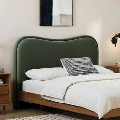 Makoa Queen Velvet Headboard - Plush Pacific Green