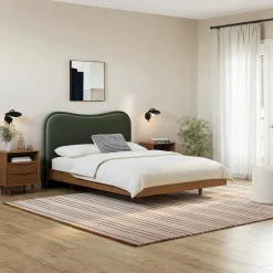 Makoa Queen Velvet Headboard - Plush Pacific Green