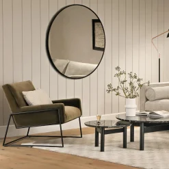 Mansfield Large Round Wall Mirror - Black