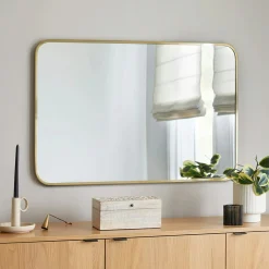 Mansfield Rectangular Wall Mirror - Brass