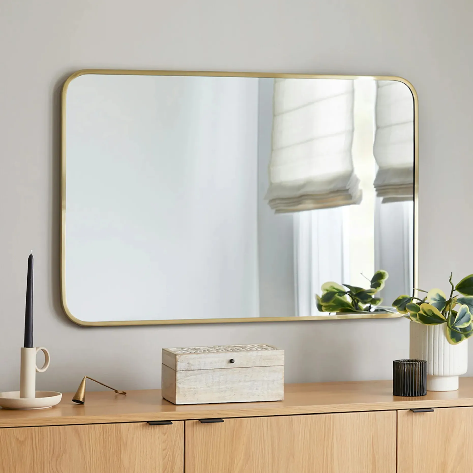 Mansfield Rectangular Wall Mirror - Brass