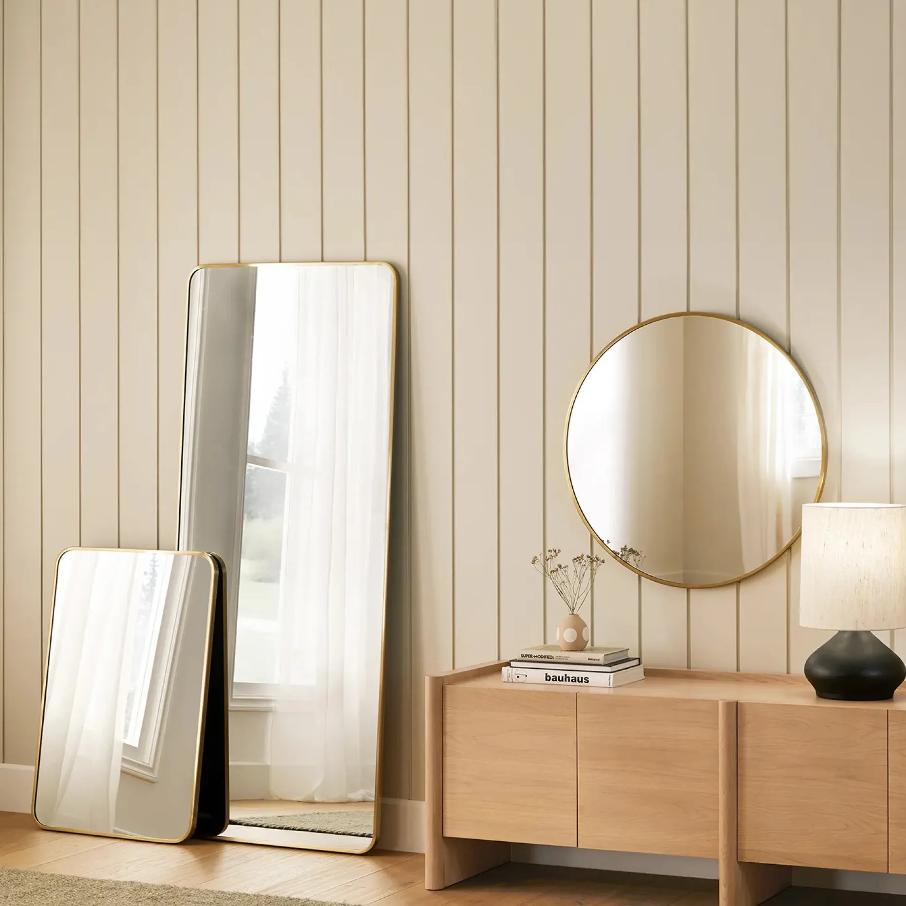 Mansfield Rectangular Wall Mirror - Brass
