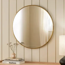 Mansfield Small Round Wall Mirror - Brass