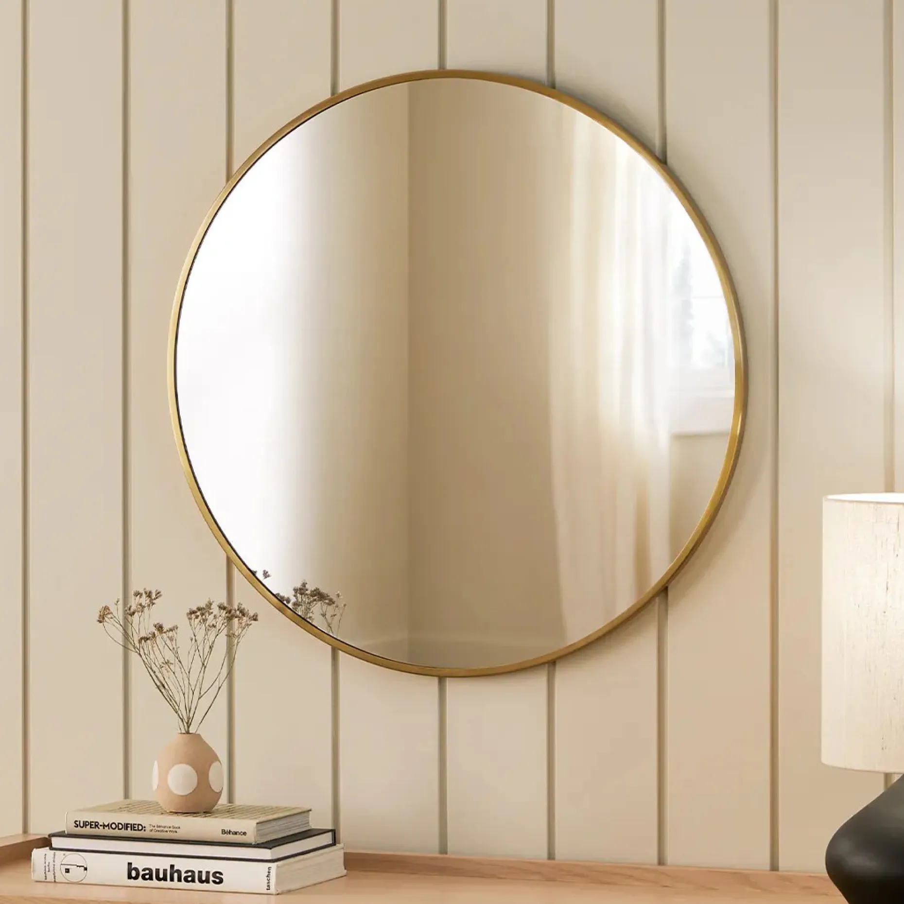 Mansfield Small Round Wall Mirror - Brass