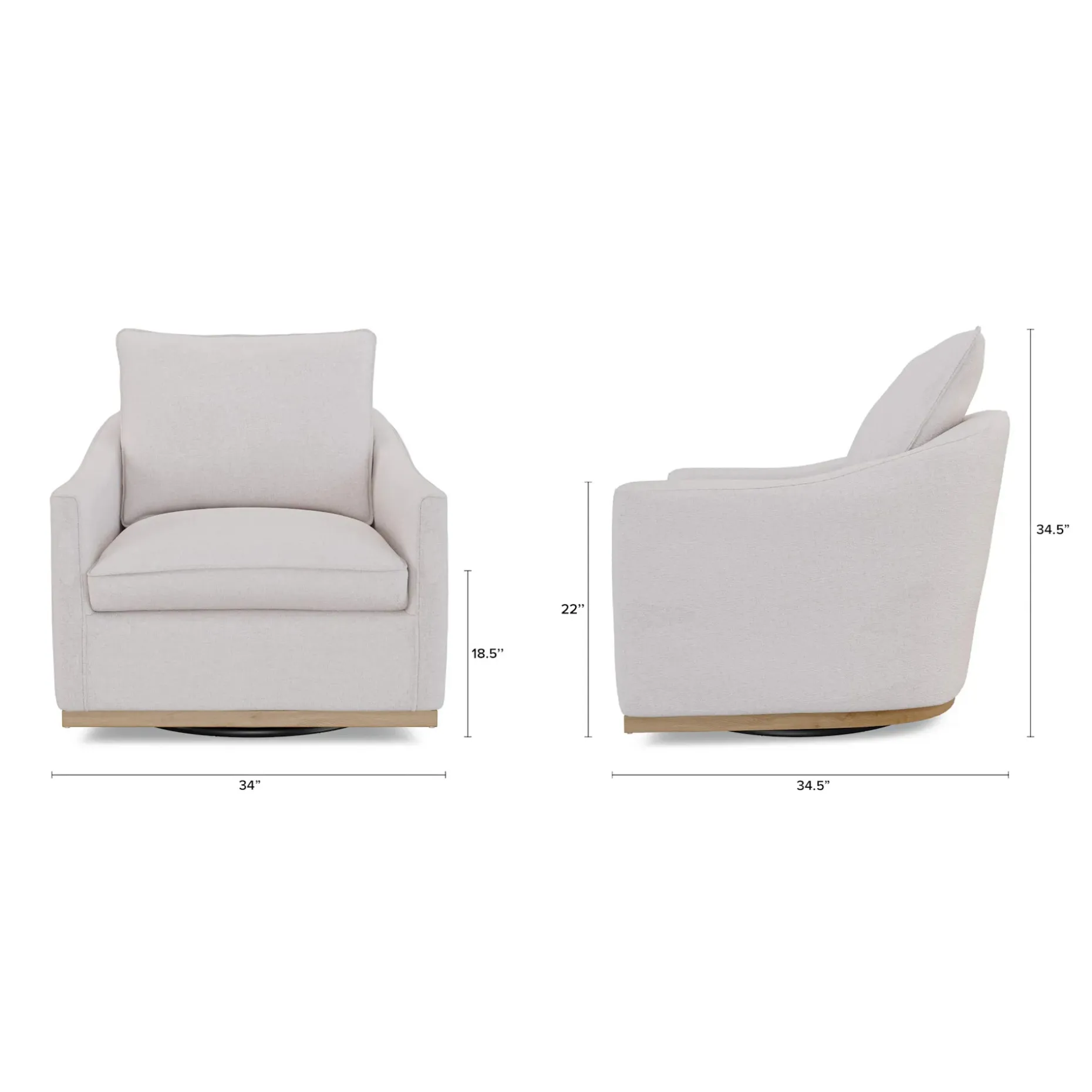 Mantle 34" Swivel Lounge Chair - Napa White