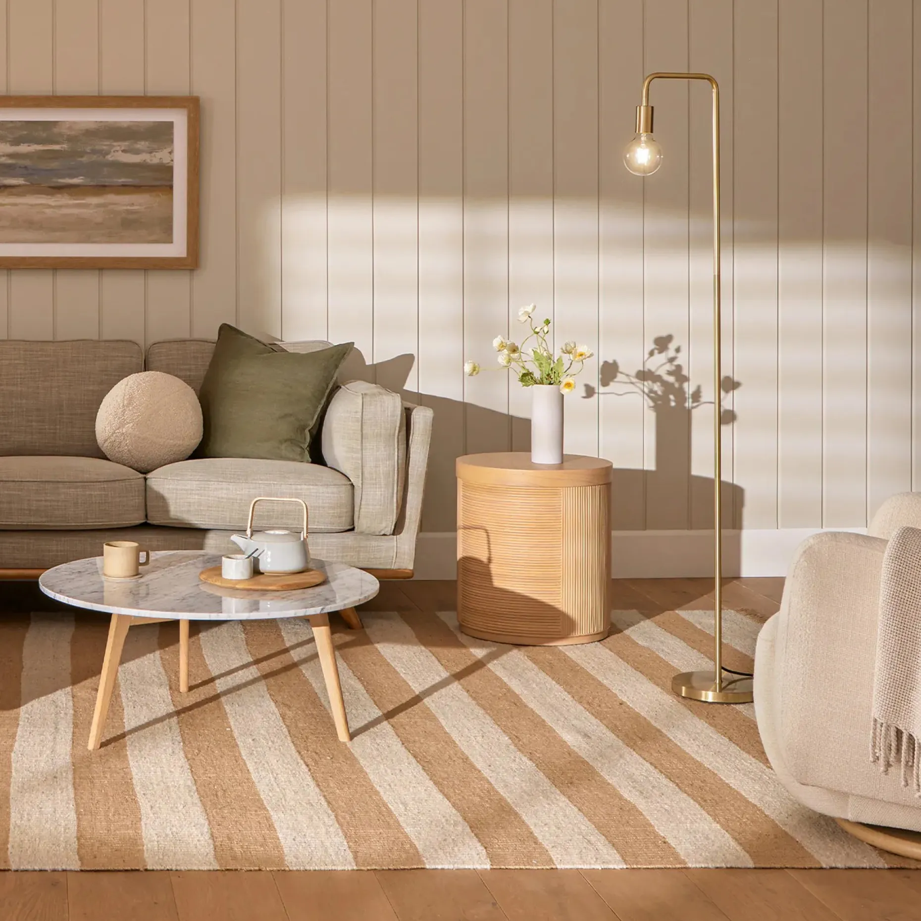Mara 31.5" Marble Coffee Table - Oak