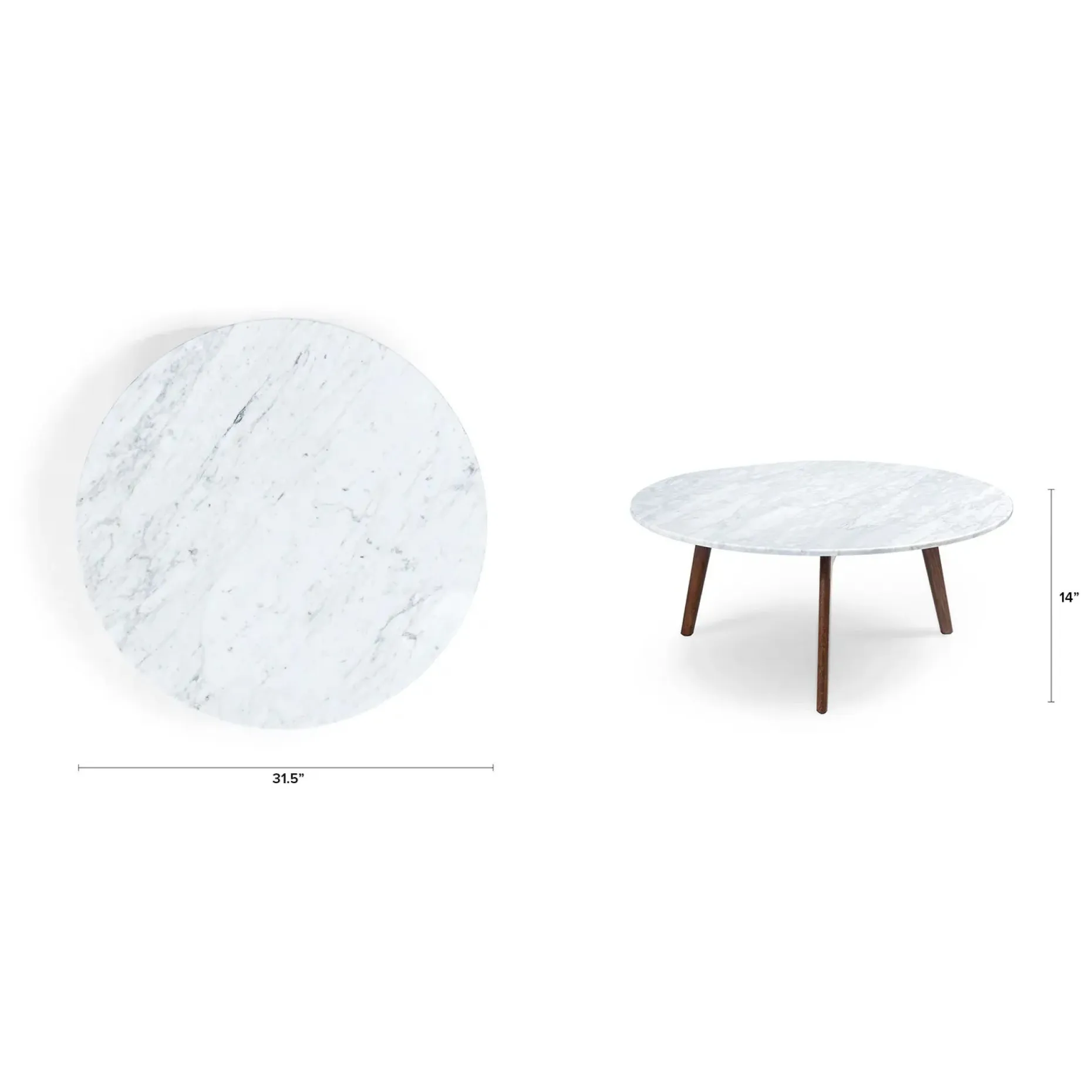 Mara 31.5" Marble Coffee Table - Walnut