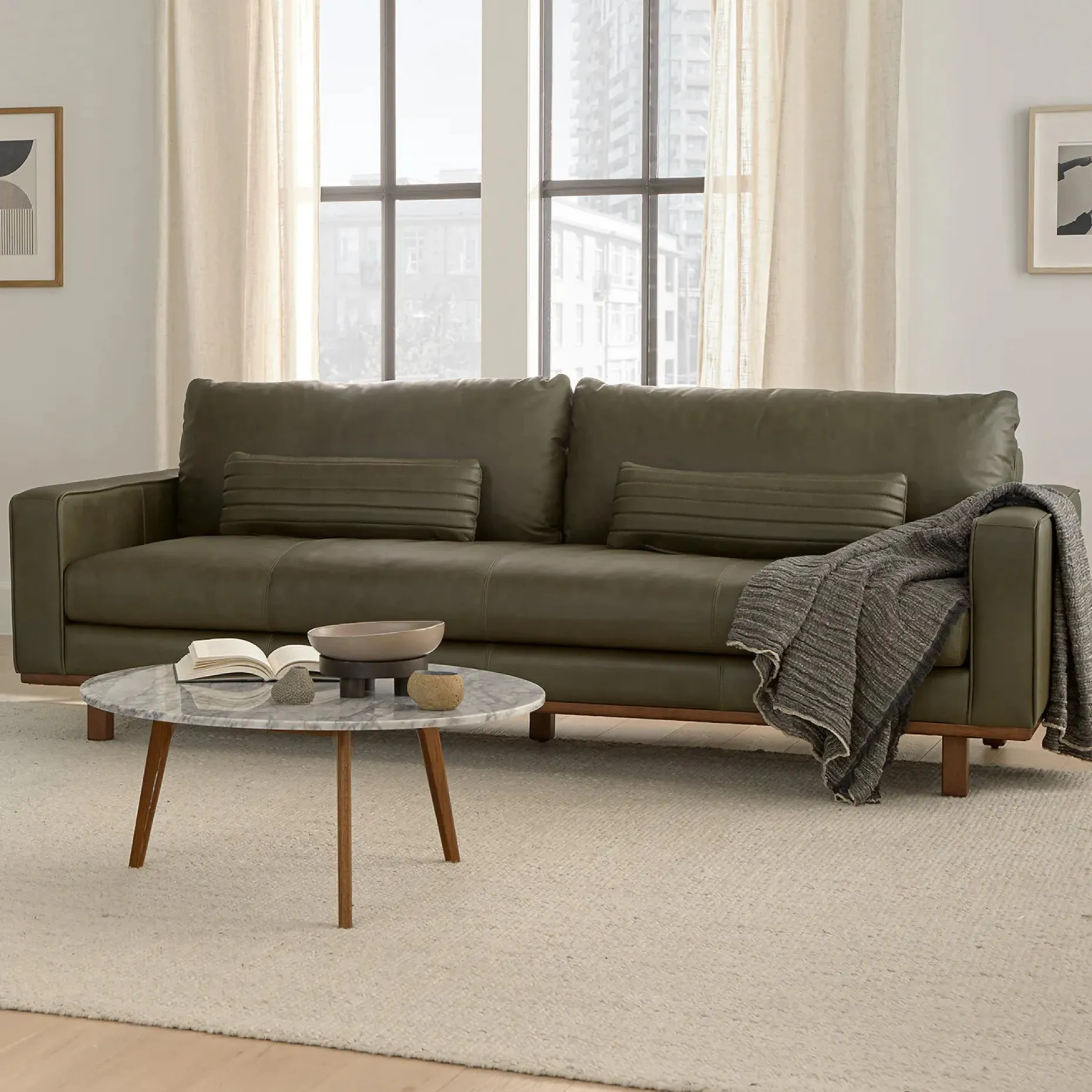 Mara 31.5" Marble Coffee Table - Walnut
