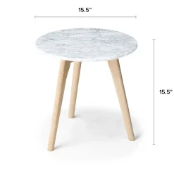 Mara Marble Side Table - Oak