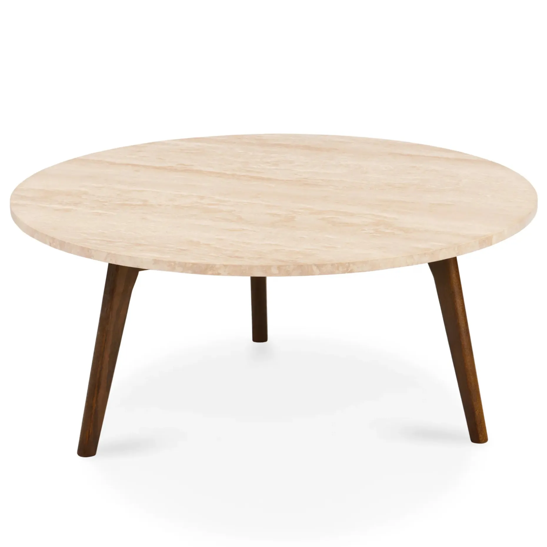 Mara 31.5" Travertine Coffee Table - Walnut