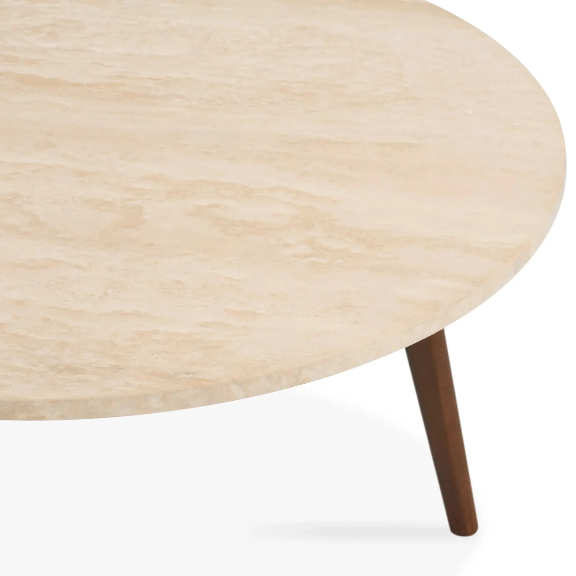 Mara 31.5" Travertine Coffee Table - Walnut