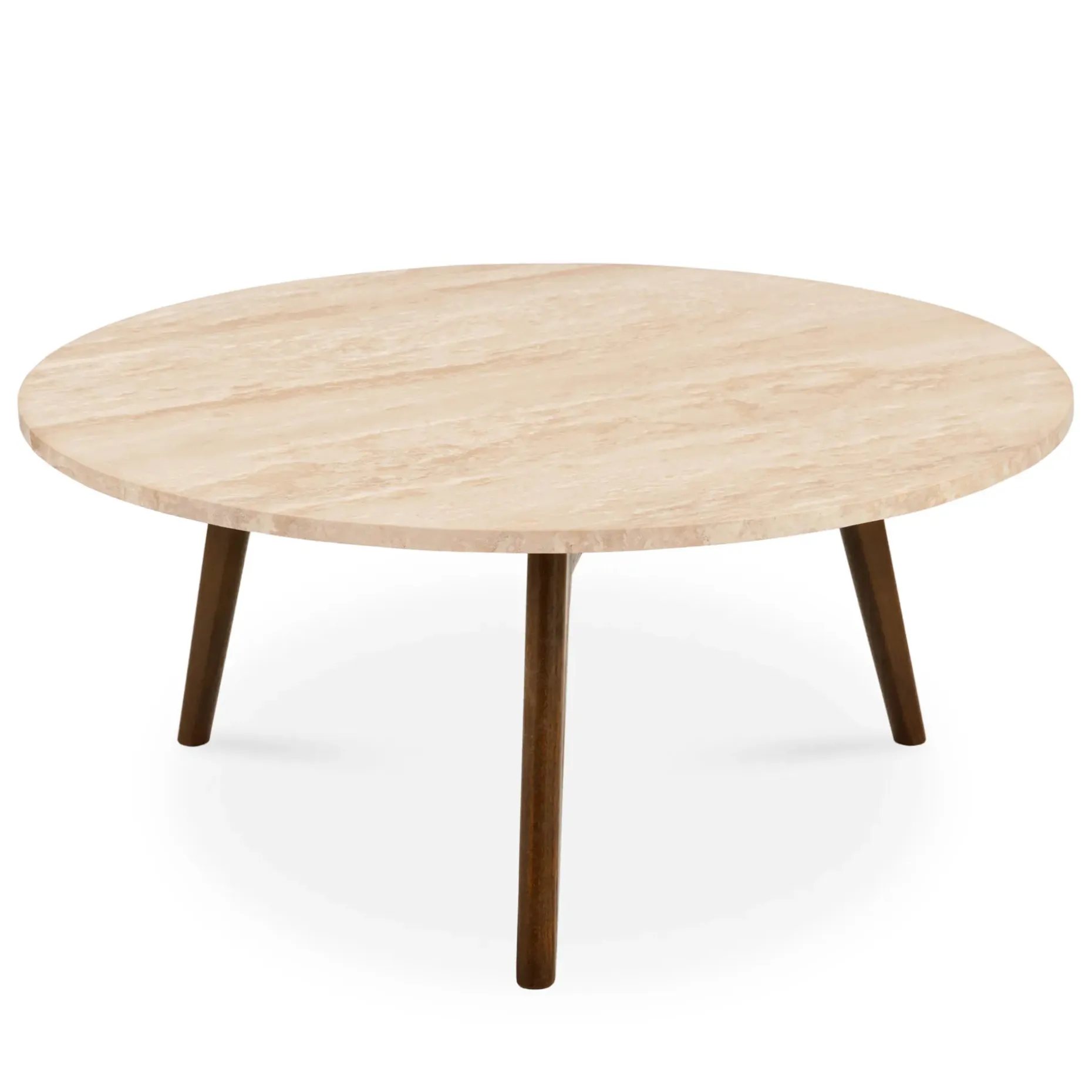Mara 31.5" Travertine Coffee Table - Walnut