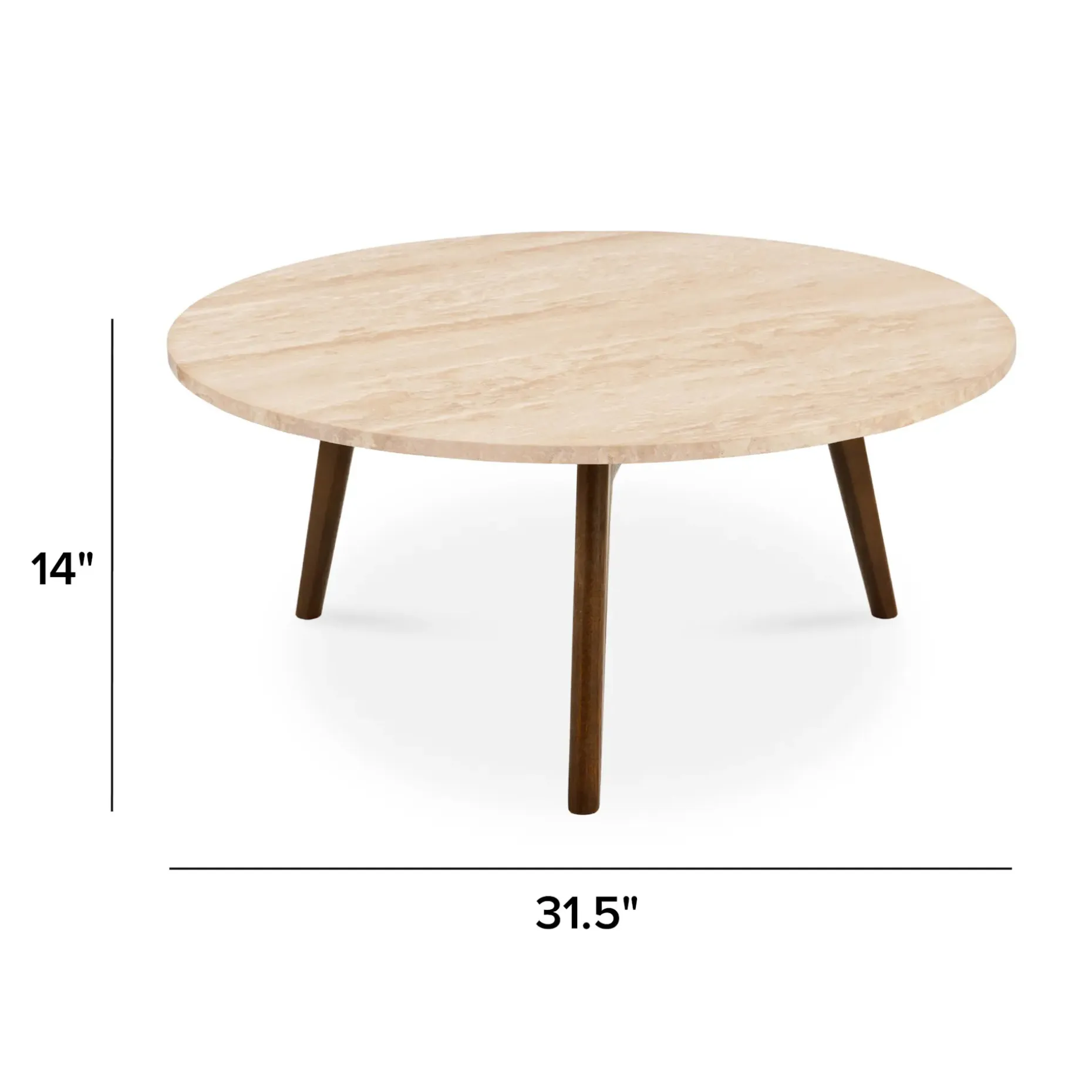 Mara 31.5" Travertine Coffee Table - Walnut
