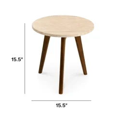 Mara Travertine Side Table - Walnut