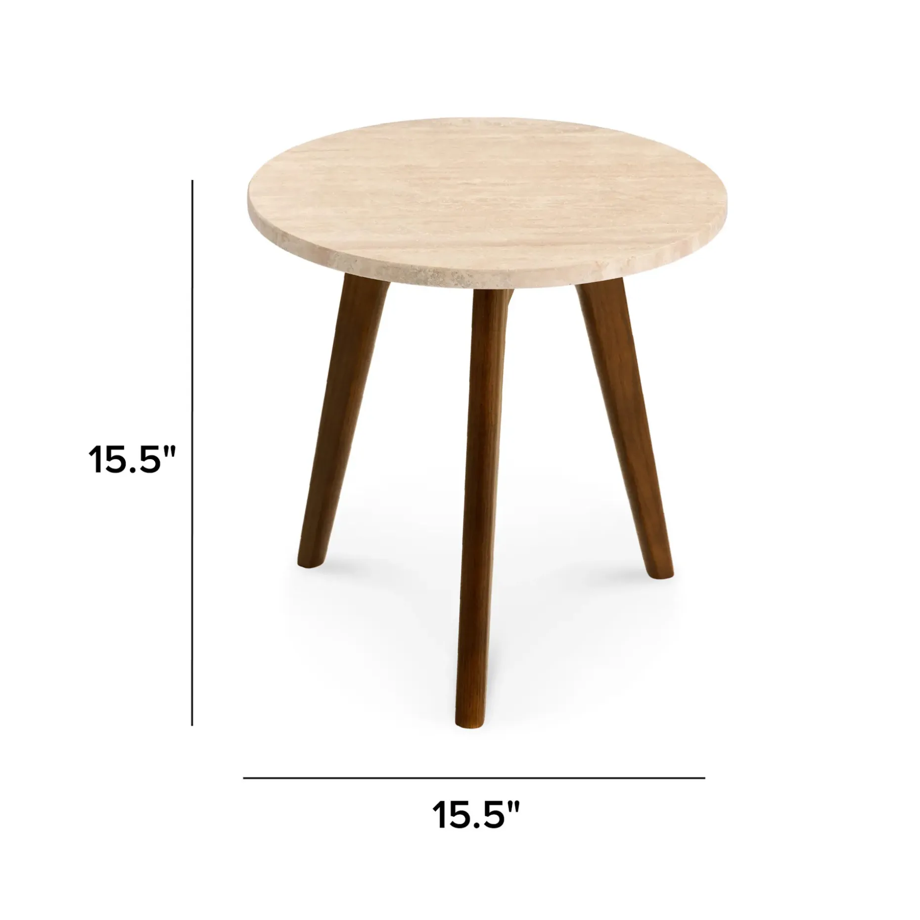 Mara Travertine Side Table - Walnut