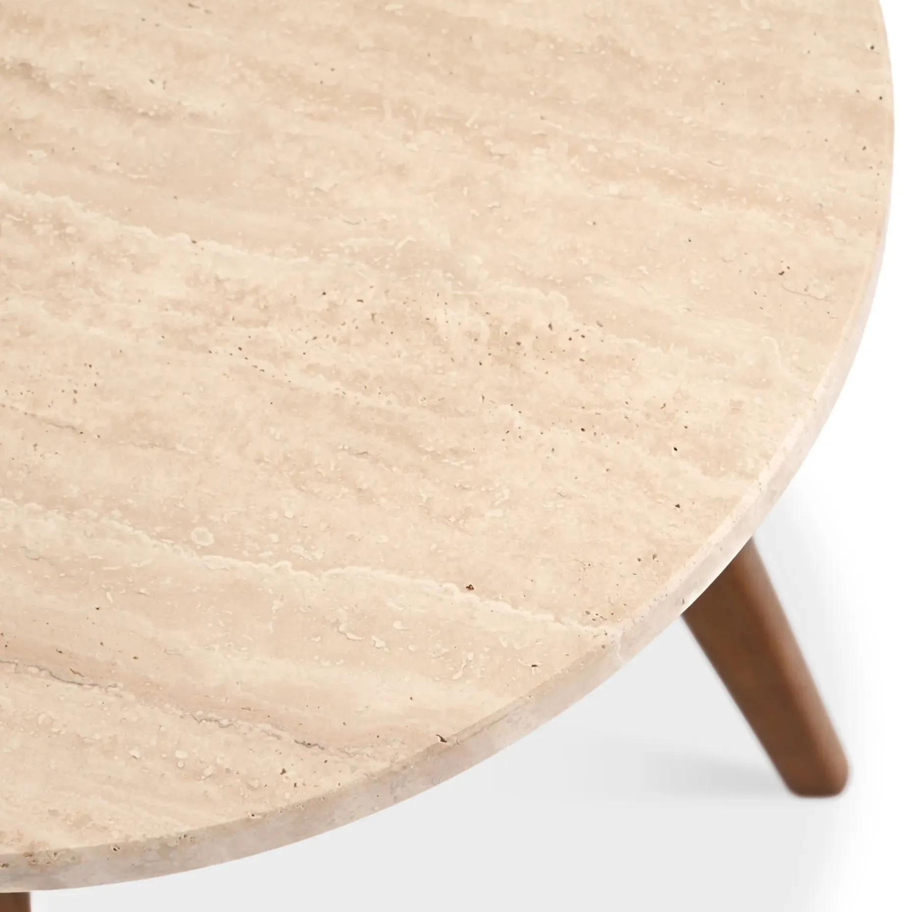 Mara Travertine Side Table - Walnut