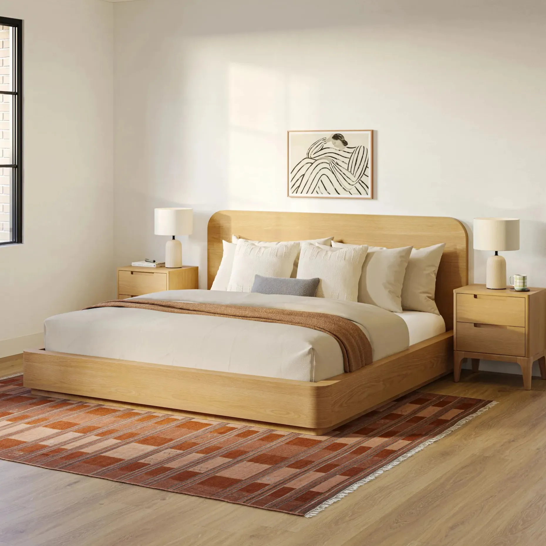 Maren King Bed - Natural Oak