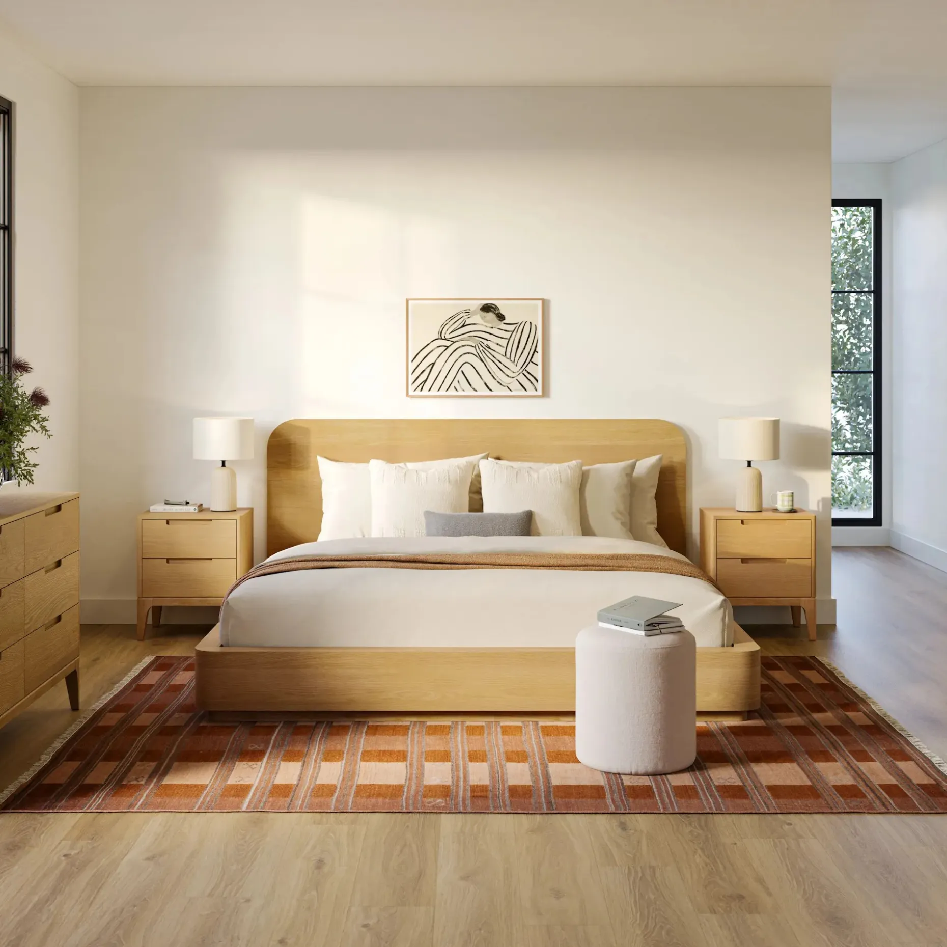 Maren King Bed - Natural Oak