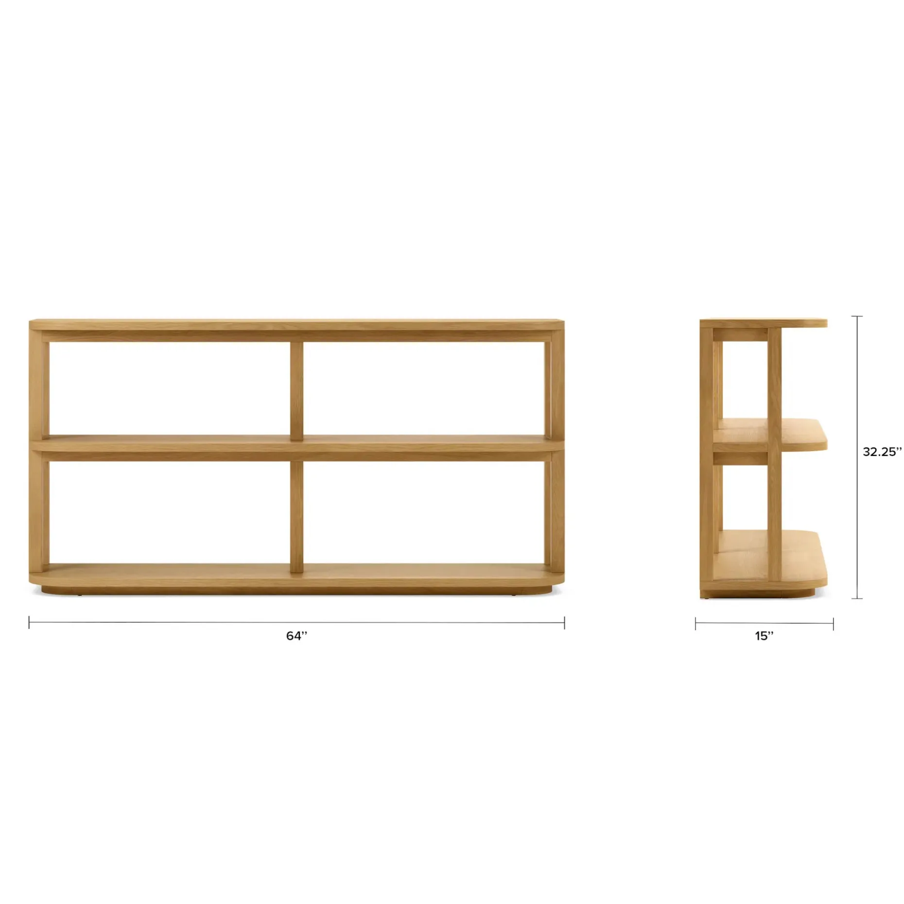 Maren 64" Shelving Unit, Short - Natural Oak