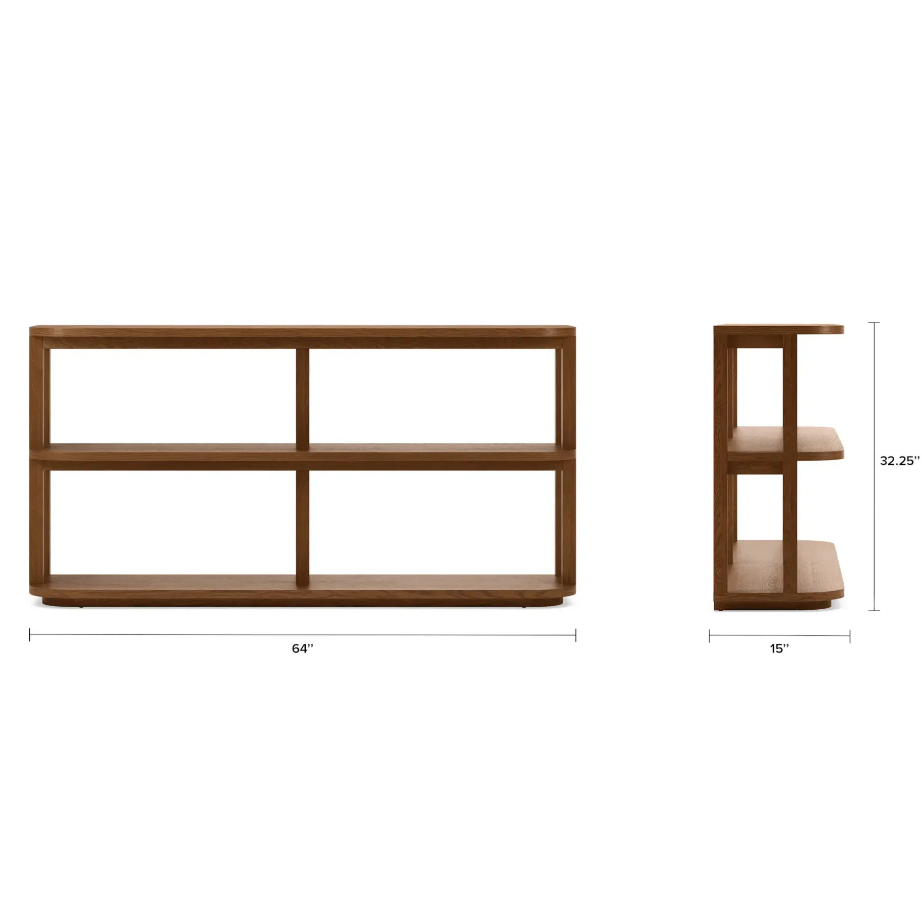 Maren 64" Shelving Unit, Short - Smoked Oak