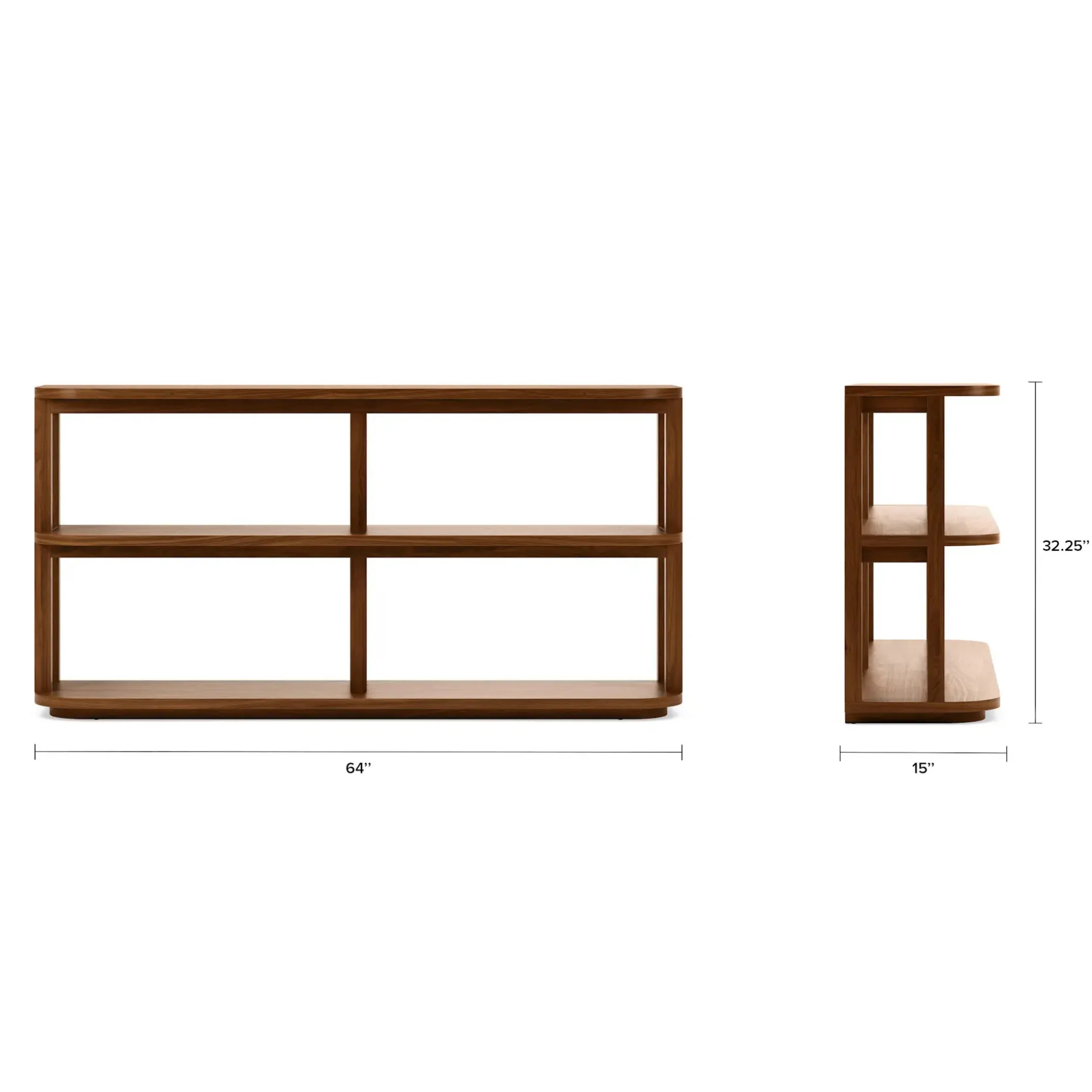 Maren 64" Shelving Unit, Short - Walnut