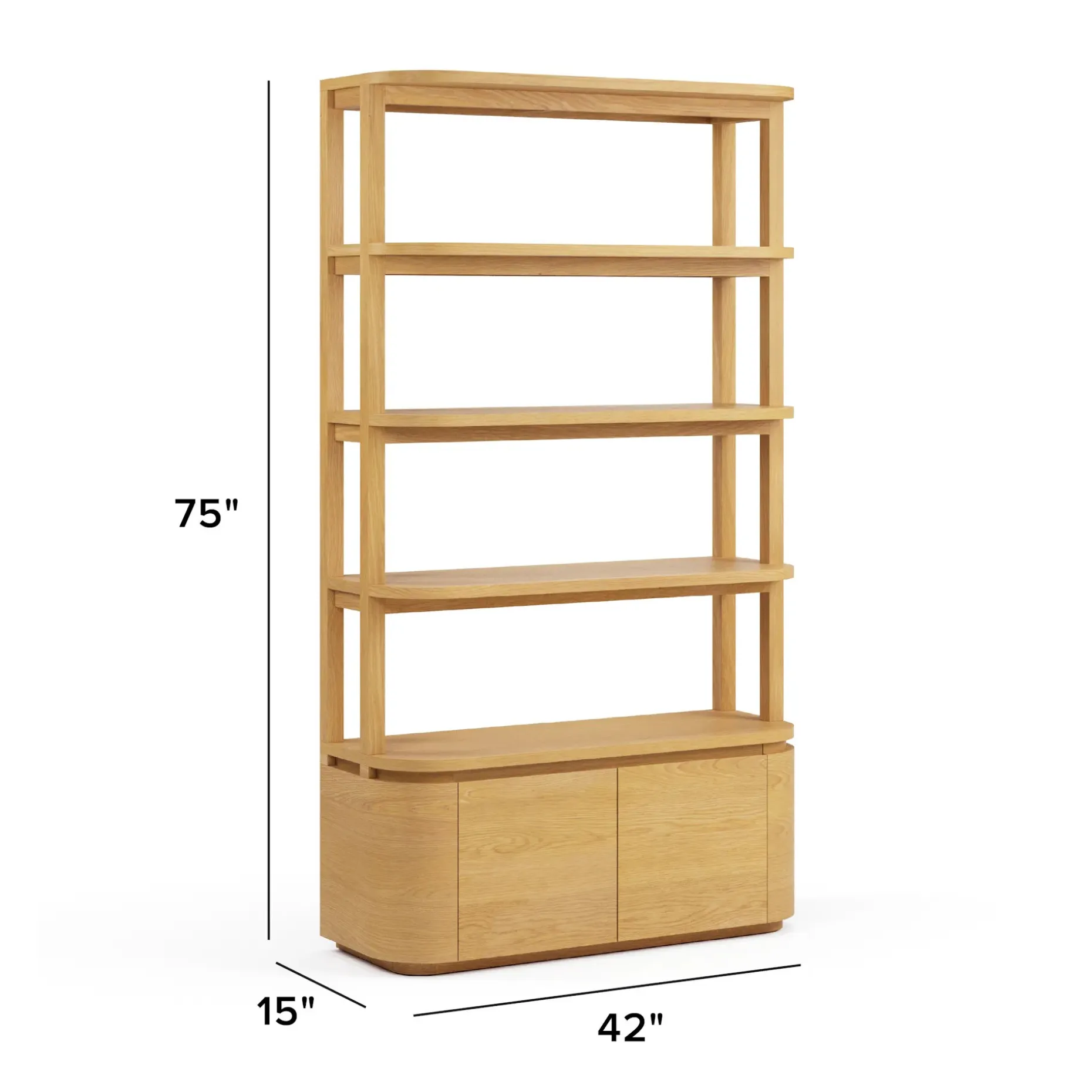 Maren 42" Shelving Unit with Storage - Natural Oak