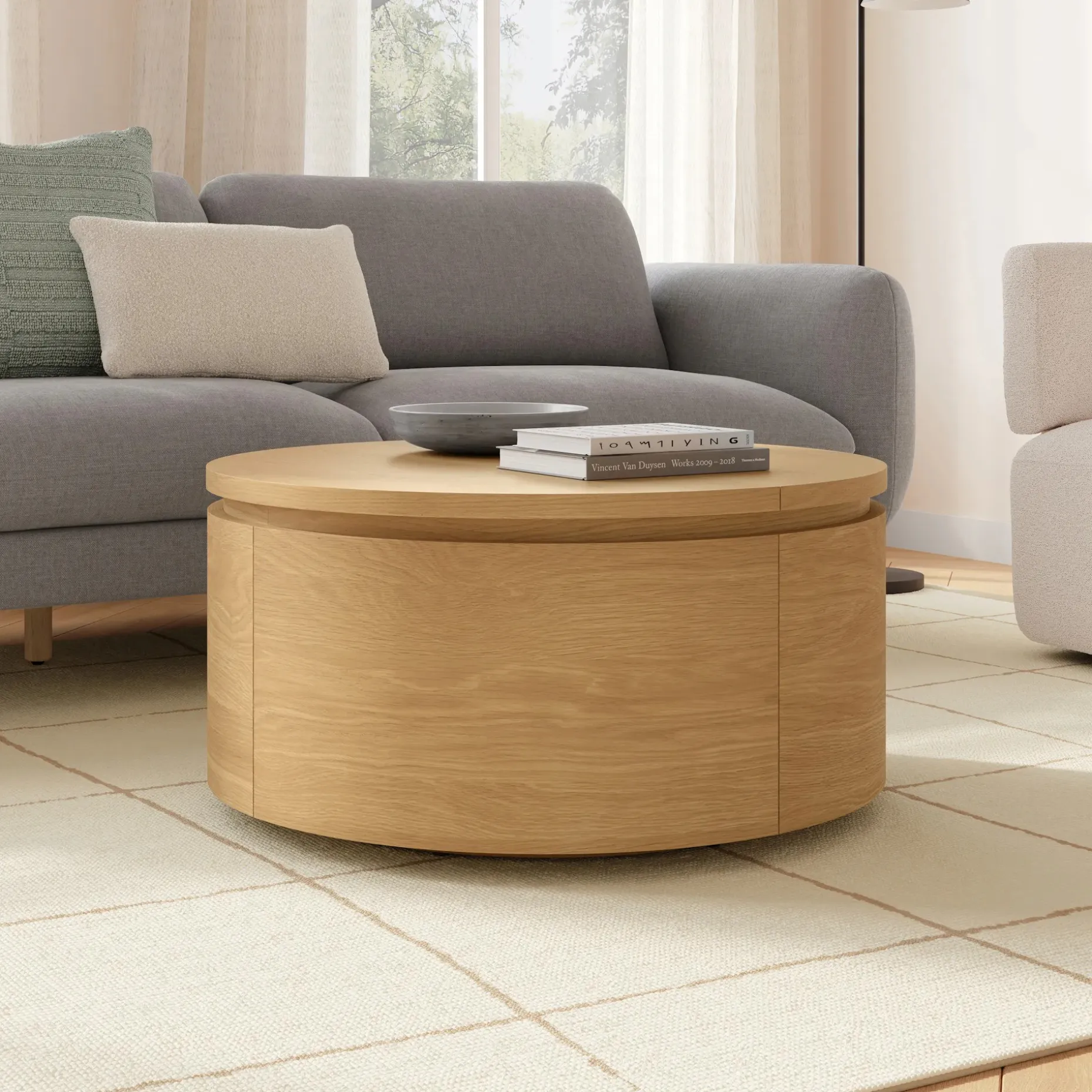 Maren 32" Storage Coffee Table - Natural Oak
