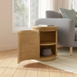 Maren Storage Side Table - Natural Oak
